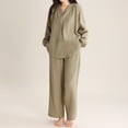 thumbnail image 1 of Weiqiqre Pajama Set for Women Spring Summer V Neck Button Up Short Long Sleeve Pullover Pajamas Suit Set, 1 of 7