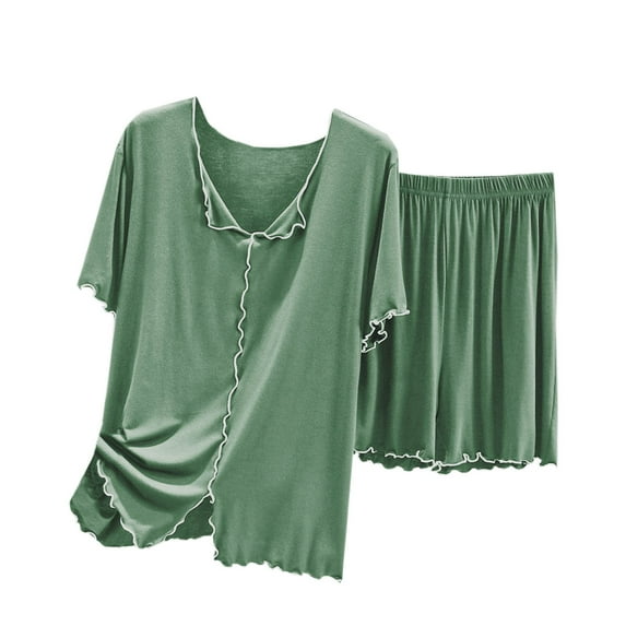 Weiqiqre Pajama Sets for Women 2 Piece 2 Piece Pajama Set Short Sleeve Cotton Sleepwear Pjs Loungewear