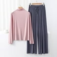 thumbnail image 1 of Weiqiqre Pajama Sets for Women 2 Piece Lounge Set Solid Color High Neck Long Sleeve Sleep Set Pants Suit Soft Loungewear, 1 of 3