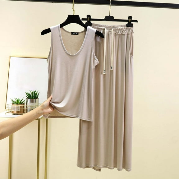 Weiqiqre Pajama Sets for Women 2 Piece Ribbed Short Sleeve Tops Wide Leg Pants Comfy Pjs 2 Piece Lounge Sets Cute Outfits