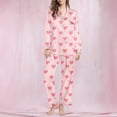 thumbnail image 1 of Weiqiqre Pajamas for Women Set 2 Piece Pajama Set Matching Pjs Sets Cute Printed Sleepwear Button Up Shirt Set, 1 of 6