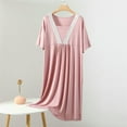 thumbnail image 1 of Weiqiqre Plus Size Pajamas for Women Nightgown V Neck Pleated Sleepwear Short Sleeve Lace Trim Nightshirt Boyfriend Sleepdress, 1 of 7