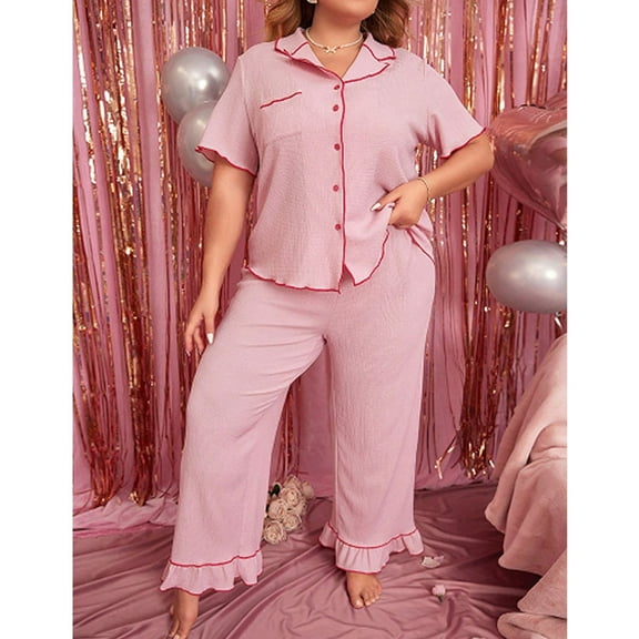 Weiqiqre Plus Size Pajamas for Women Set Long Sleeve Satin Pajama Set for Women, Satin PJs for Women Set, Womens Satin Pajama Set