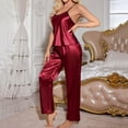 thumbnail image 1 of Weiqiqre Plus Size Pajamas for Women Set Silk Satin Pajamas Sleeveless Pjs Set 2 Piece Summer Loungewear Sleepwear with Pockets, 1 of 5