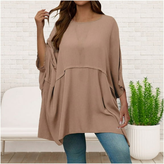 Weiqiqre Plus Size Womens Clothing Soft Lightweight Poncho Shawl Sleeved Travel Sweater for Spring Fall Winter