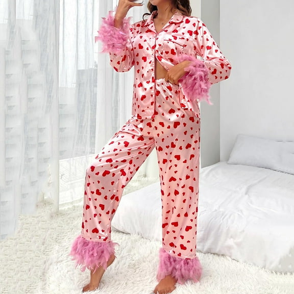 Weiqiqre Satin Pajama Set for Women Short Sleeve Button Down Satin 2 Piece Pajama Set Sleepwear