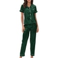 thumbnail image 1 of Weiqiqre Satin Pajama Set for Women Silk Satin Pajamas Set Long Sleeve Button Down Sleepwear 2 Piece Lounge Set Pj Set, 1 of 5