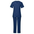 thumbnail image 1 of Weiqiqre Scrubs for Women Set V-Neck Pocket Top & Drawstring Jogger Scrub Pants Stretch Nursing Scrubs Set Uniform, 1 of 6