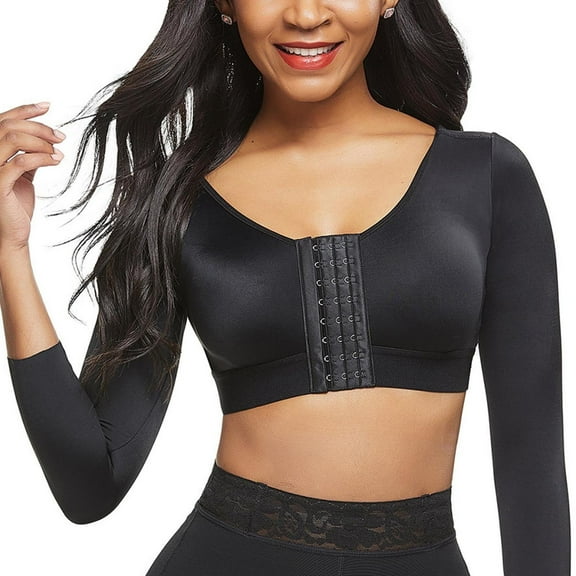Weiqiqre Shapewear for Women Compression Sleeve Lipo Front Closure Faja Post Surgery Bra Shapewear Garments Surgical Back Fat Support Shaper