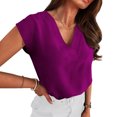 thumbnail image 1 of Weiqiqre Shirts for Women Deep V Neck T Shirts Summer Casual Short Cap Sleeve Tops Loose Fit Basic Tee, 1 of 9
