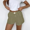 thumbnail image 1 of Weiqiqre Shorts for Women Elastic Waist Plaid Boxer Shorts Cute Gingham Sleep Lounge Shorts Bottoms, 1 of 5