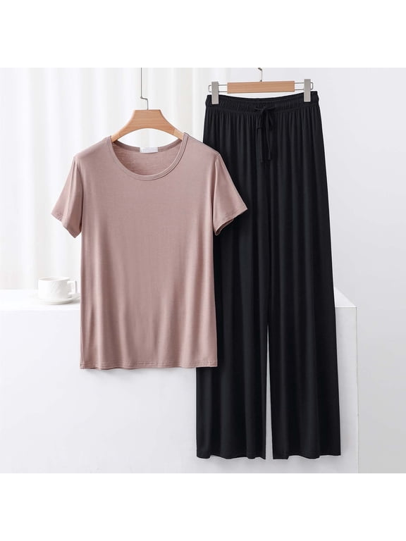 Silk Pajamas for Women Cooling Pajamas Matching Summer Sets Short sleeves Lounge Set Women