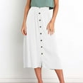 thumbnail image 1 of Weiqiqre Skirts for Women Button Down Flare Midi Skirt High Waisted A Line Flowy Skirt, 1 of 9