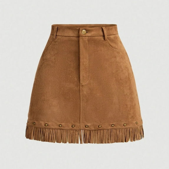 Weiqiqre Skirts for Women High Waisted Tassel Western Mini Skirts