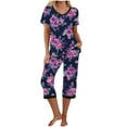 thumbnail image 1 of Weiqiqre Sleepwear for Women Short Sleeve Shirt and Capri Pants Sleepwear Pjs Sets with Pockets, 1 of 5