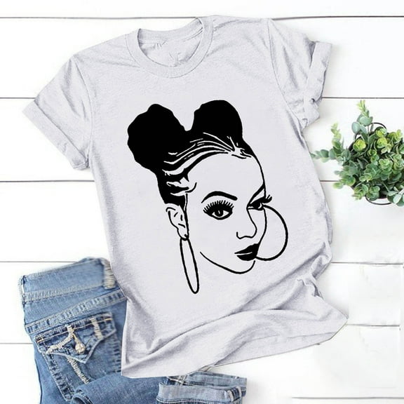 Weiqiqre Spring Tops for Women 2025 Cute Graphic Print Summer Causal Cotton Round Neck Short Sleeve Blouses T Shirt