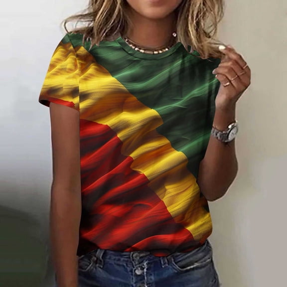 Weiqiqre Summer Dresses for Women 2025 Celebrate Shirt African American T-Shirt Black History Tee Short Sleeve Tops