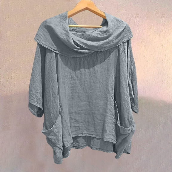 Weiqiqre Summer Outfits for Women Plus Size Tops Loose Crew Neck T Shirts Casual Three Quarter Length Tunic Tops