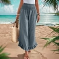 thumbnail image 1 of Weiqiqre Summer Pants for Women Wide Leg Pants High Waisted Elastic Waistband Palazzo Pants Flare Yoga Pants Soft Pilates Pants, 1 of 9