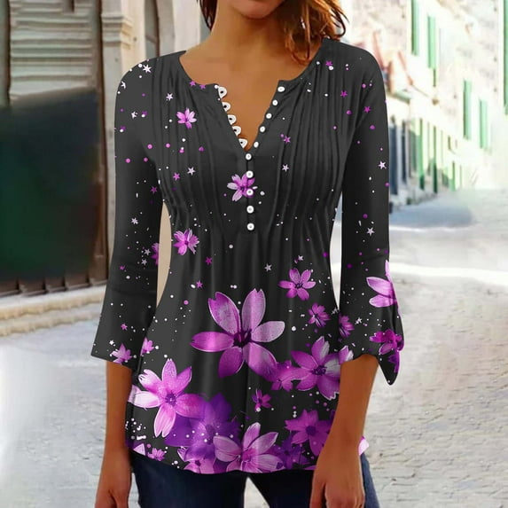 Weiqiqre Summer Tops for Women 2025 Dressy Casual Button Pleated Belted Summer T Shirts Loose Fit Business Work Clothes
