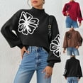 thumbnail image 1 of Weiqiqre Sweaters for Women Floral Mock Neck Long Sleeve Sweaters Dressy Casual Cute Pullover Knit Sweater Tops, 1 of 8