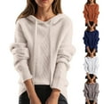 thumbnail image 1 of Weiqiqre Sweaters for Women Hooded Sweater Fall Winter 2025 Long Sleeve Chunky Knitted Trendy Pullover Tops, 1 of 5