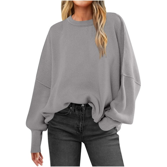 Weiqiqre Sweaters for Women Oversized Sweaters Batwing Sleeve Mock Neck Jumper Tops Chunky Knit Pullover Sweater
