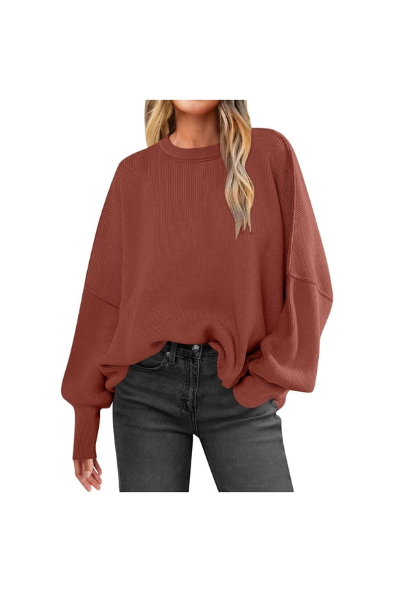 Sweaters for Women Oversized Sweaters Batwing Sleeve Mock Neck Jumper Tops Chunky Knit Pullover Sweater