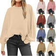 thumbnail image 1 of Weiqiqre Sweaters for Women Oversized Sweaters Batwing Sleeve Mock Neck Jumper Tops Chunky Knit Pullover Sweater, 1 of 8