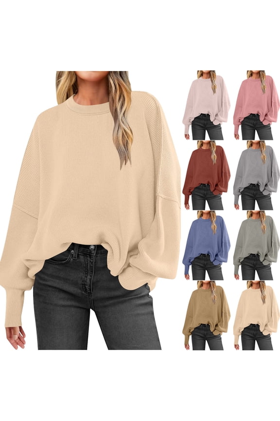 Sweaters for Women Oversized Sweaters Batwing Sleeve Mock Neck Jumper Tops Chunky Knit Pullover Sweater