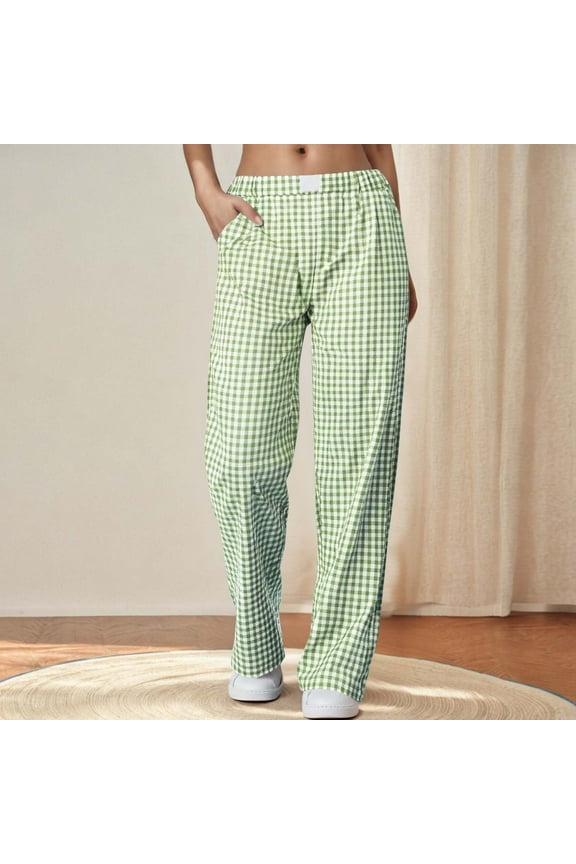Sweatpants Women Striped Gingham Boxer Pants Cotton Pajama Lounge Pj Casual Plaid Beach Bottoms with Pockets