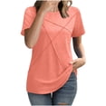 thumbnail image 1 of Fewfanhot T Shirts for Women Short Sleeve Shirts 2025 Pleated Summer Fashion Tops Loose Fit Crew Neck Casual T-Shirts Vacation Outfits, 1 of 7