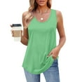 thumbnail image 1 of Weiqiqre Tank Tops for Women Summer Loose Sleeveless Tops Ribbed Trim Scoop Neck Curved Hem Tops, 1 of 8