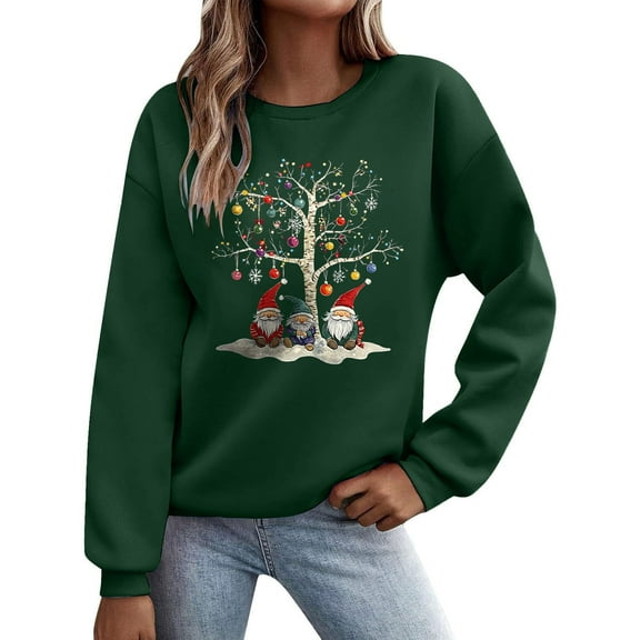 Weiqiqre Tops for Women Trendy Christmas Snowman Gift Print Graphic Sweatshirts Crewneck Long Sleeve Casual Loose Fit Tops