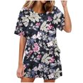thumbnail image 1 of Weiqiqre Two Piece Sets for Women Summer Pajamas Short Sleeve Printed 2 Piece Lounge Sets Summer Tops and Pjs Shorts, 1 of 6
