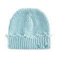 thumbnail image 1 of Weiqiqre Unisex Warm Knit Skull Cap Hip-hop Slouchy Ripped Knitted Hat Sky Blue, 1 of 5