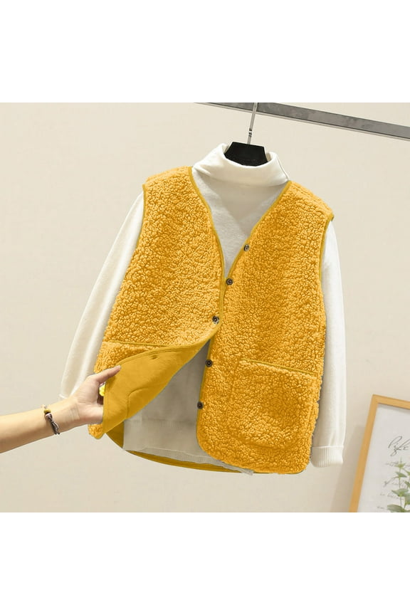 Vest for Women Sherpa Fleece Vest Button Down Fuzzy Sleeveless Crop Jacket Winter Warm Old Money Outerwear