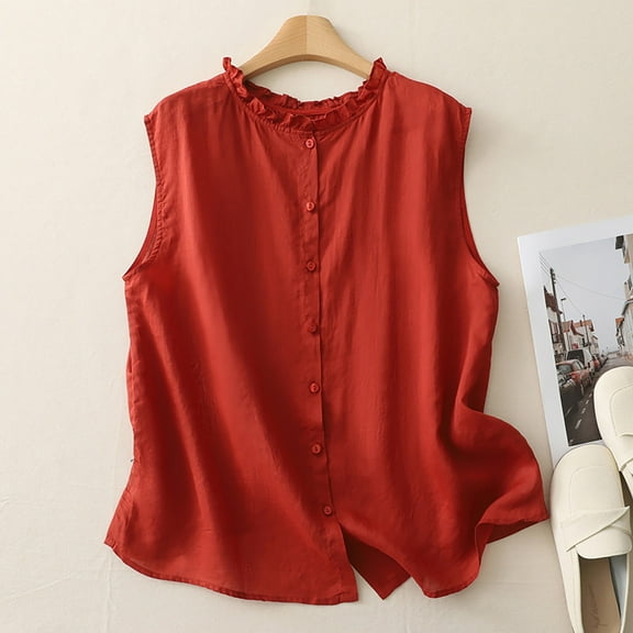 Weiqiqre Vest for Women Sleeveless Button Down Suit Vest Tops Trendy Round Neck Outerwear