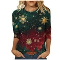 thumbnail image 1 of Weiqiqre Winter Clothing for Women Funny Xmas Tree Lights 3/4 Sleeve Tops Crewneck Family Dressy Blouses Holiday Tunic Tops, 1 of 6