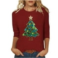 thumbnail image 1 of Weiqiqre Winter Clothing for Women Funny Xmas Tree Lights 3/4 Sleeve Tops Crewneck Family Dressy Blouses Holiday Tunic Tops, 1 of 7