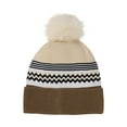 thumbnail image 1 of Weiqiqre Winter Soft Unisex Cuff Pom Pom Multi Color Stripe Knit Beanie Hat Coffee, 1 of 4
