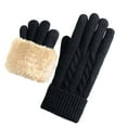 thumbnail image 1 of Weiqiqre Woman Warm Knit Thermal Cable Knitted Gloves Velvet Padded Mittens for Cold Weather, 1 of 4