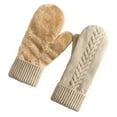 thumbnail image 1 of Weiqiqre Woman Warm Knit Thermal Cable Knitted Gloves Velvet Padded Mittens for Cold Weather, 1 of 4