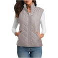 thumbnail image 1 of Weiqiqre Women Clothing Puffer Vest Stand Collar Lightweight Gilet Quilted Zip Vest, 1 of 9