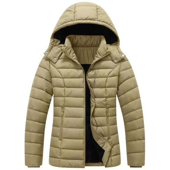 Weiqiqre Women Fall Clothes Quilted Insulated Warm Winter Coat Full-Zip Hooded Outerwear for Hiking Travel