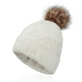 thumbnail image 1 of Weiqiqre Women/Men Winter Thicken Solid Wool Hat Outdoor Cycling Fleeced Warm Knitted Hat White, 1 of 3