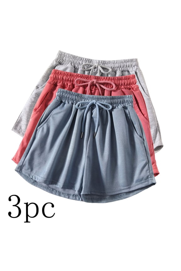 Weiqiqre Women Shorts, 3 Pack French Terry Casual Lounge Sweat Shorts with Pockets