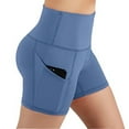 thumbnail image 1 of Weiqiqre Women Solid Pocket High-waist Hip Stretch Pants Running Fitness Yoga Shorts High Waist Workout Shorts Breathable Dolphin Split Elastic Lounge Yoga Shorts, 1 of 7
