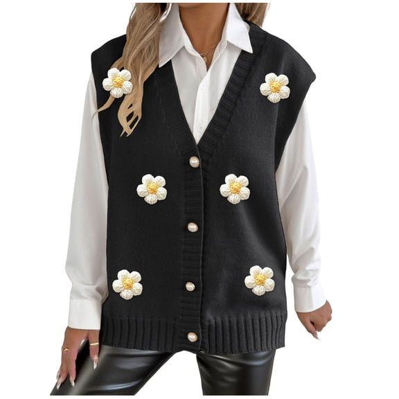 Weiqiqre Women Sweaters Sweater Vest V Neck Sleeveless Knit Solid Casual Ribbed Preppy Pullover Tops