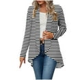thumbnail image 1 of Weiqiqre Women Tops, Open Front Cardigan, Long Sleeve Soft Ribbed Knit All-Season Outerwear with Irregular Hem, 1 of 7
